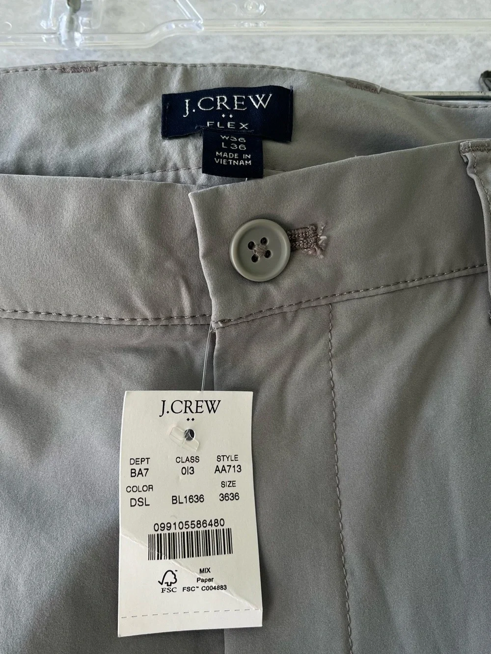 J. Crew Men's Grey Straight-Leg Performance Pants 36X36